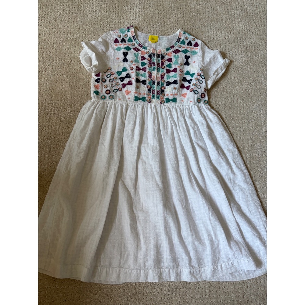 Roller Rabbit Sylvie Mini Dress Womens XS White Embroidered Mirror Boho